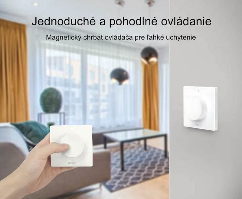náhľad Nástenný LED ovládač RF6 1okruh, Max 12A, 12V/144W, 30m, ČIERNY-13209