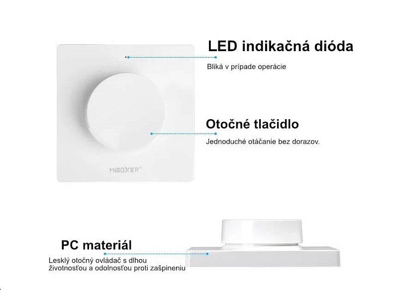 náhľad Nástenný LED ovládač RF6 1okruh, Max 12A, 12V/144W, 30m, ČIERNY-13210
