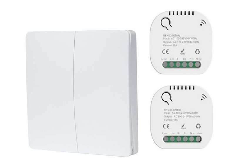 Bezdrôtový dvojvypínač bez batérie 230V/1000W, kinetický