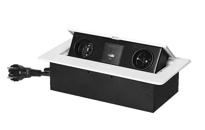 Výklopná 2x zásuvka,USB A+C, BIELA