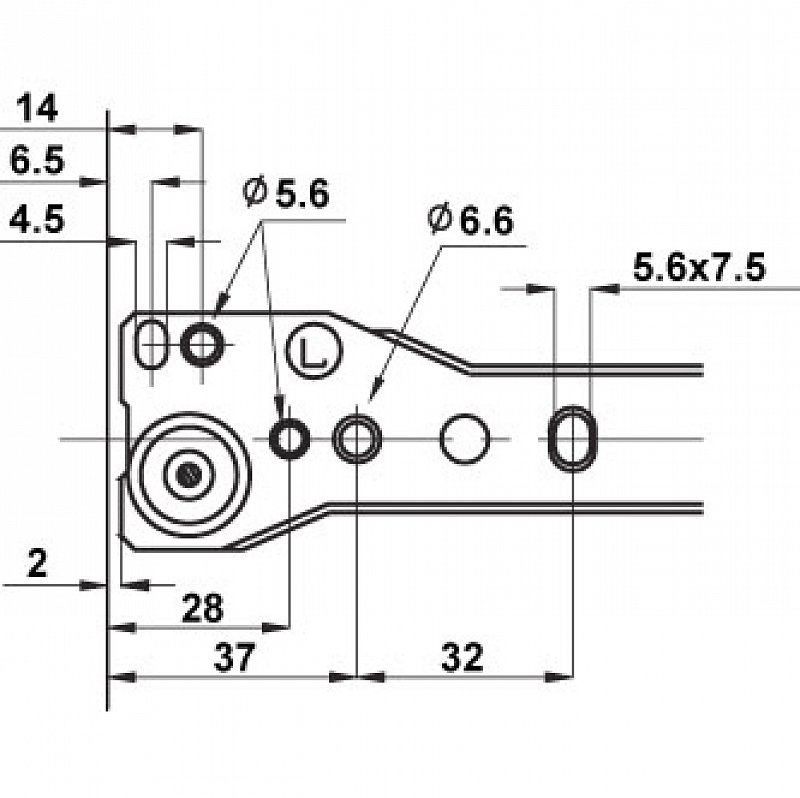 náhľad Zásuvkový výsuv bočnica 117 mm, dĺžka 450 mm, sivý-8053